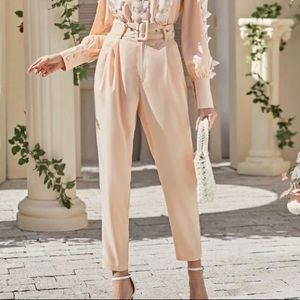 Silky Blush Belted Pants